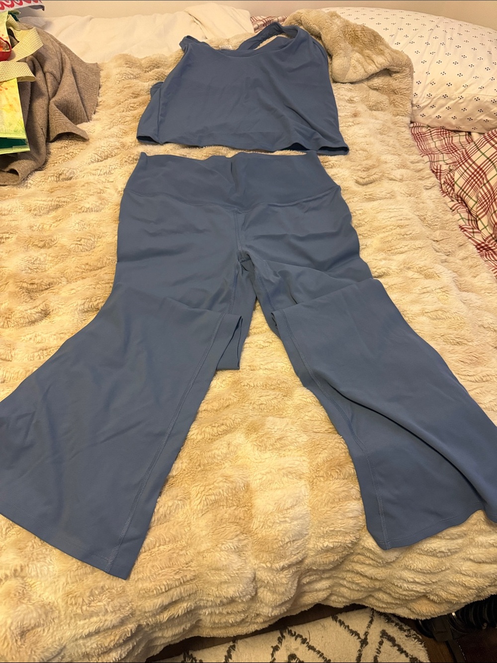 all in motion workout set. Wide-Leg  Pant and crop tank Dusty Blue. NWOT